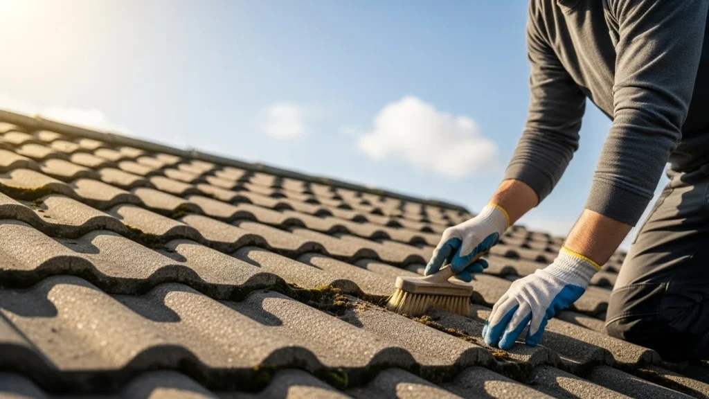Concrete roof tiles cleaned and maintained to extend lifespan