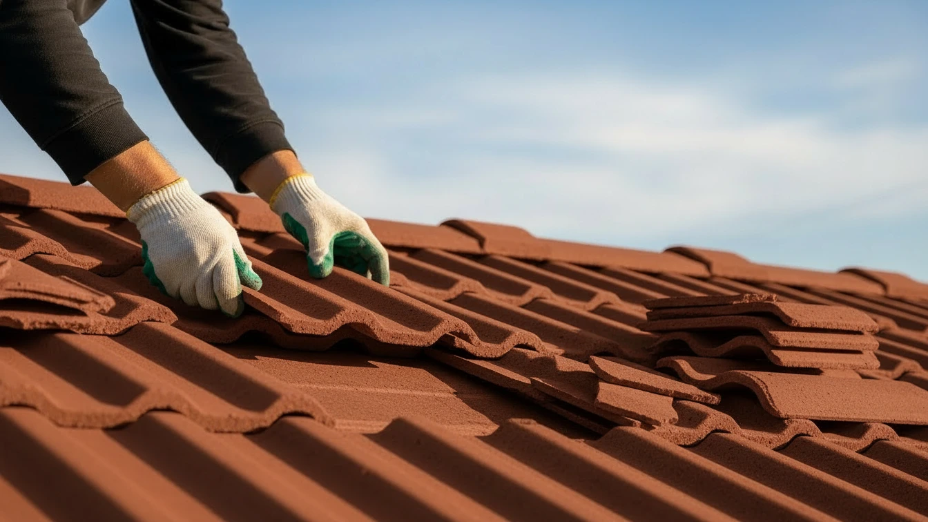 broken roof tile repair process in London-2