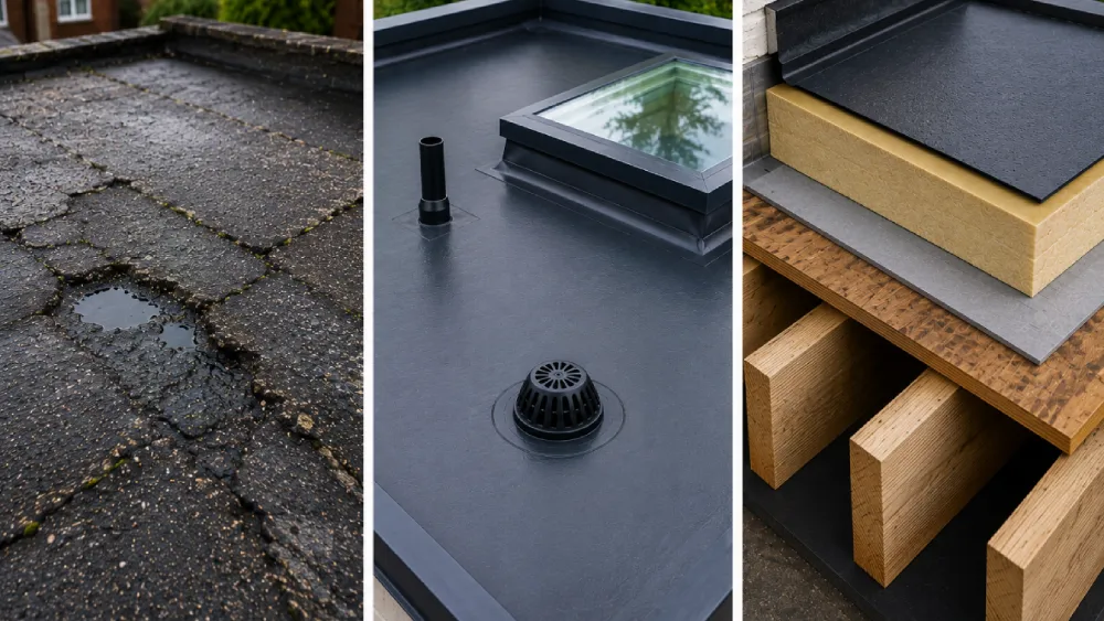 UK flat roof lifespan inspection on London home extension